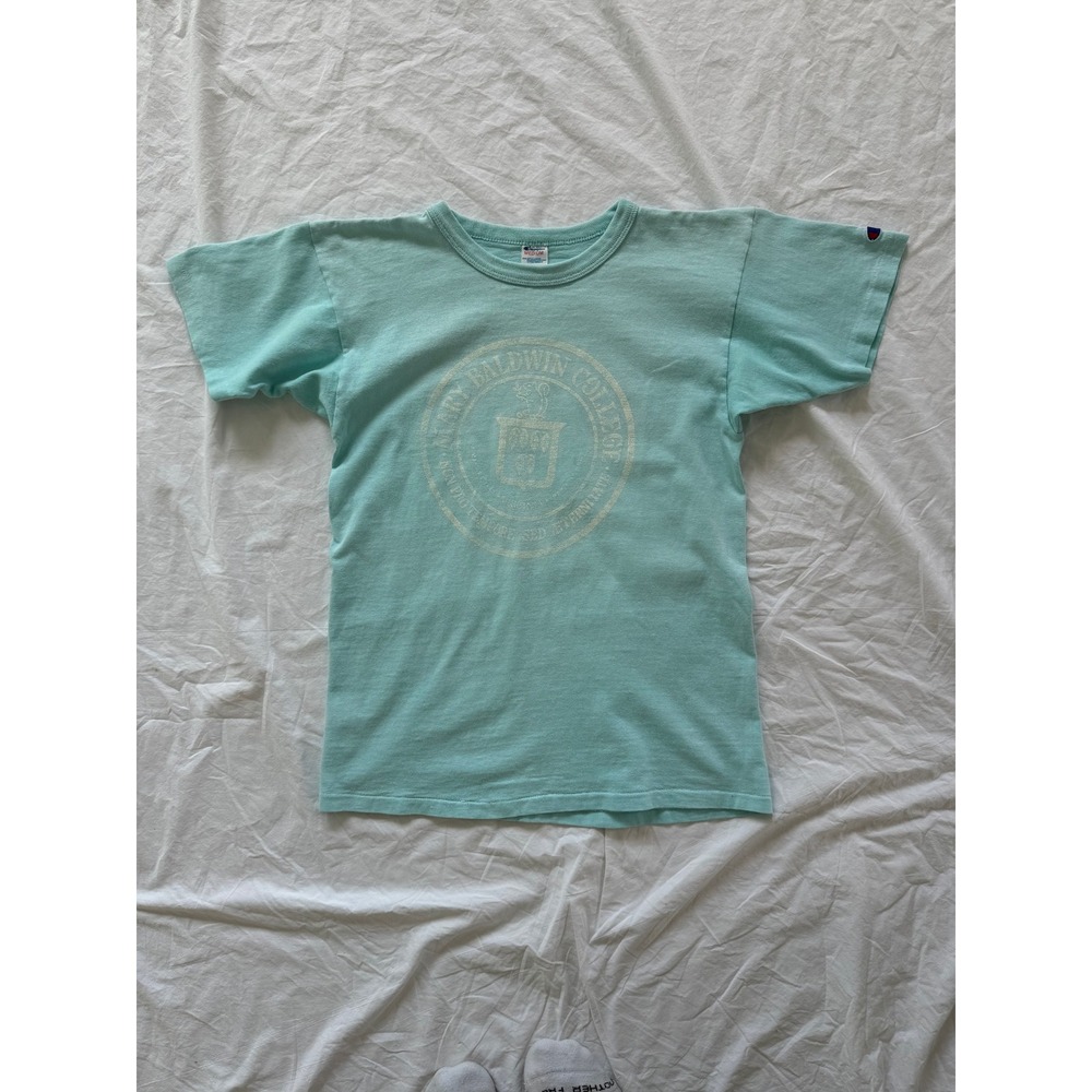 Vintage Champion Mary Baldwin College T-Shirt Teal Green Made in USA Medium